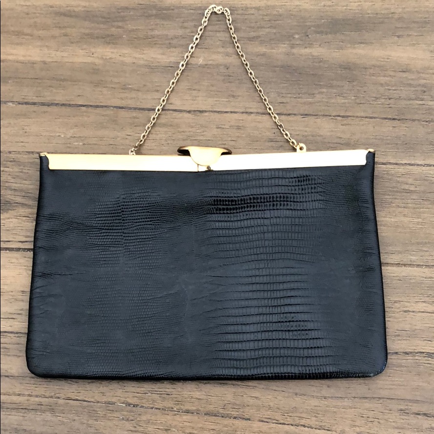 Vintage Etra Lizard Print Leather Evening Bag